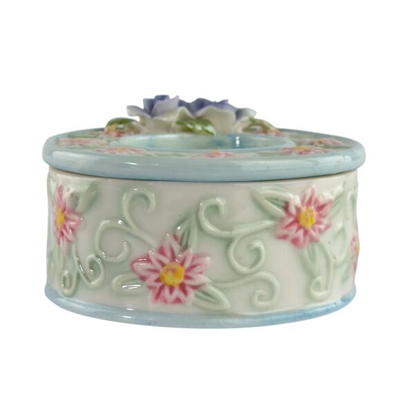 Vintage Porcelain Floral Trinket Box Photo Frame Capodimonte - Picture 6 of 16